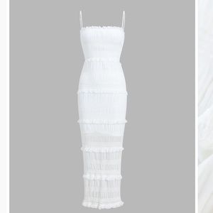 Aegean Ruffle Zippered Midi Dress commense size medium